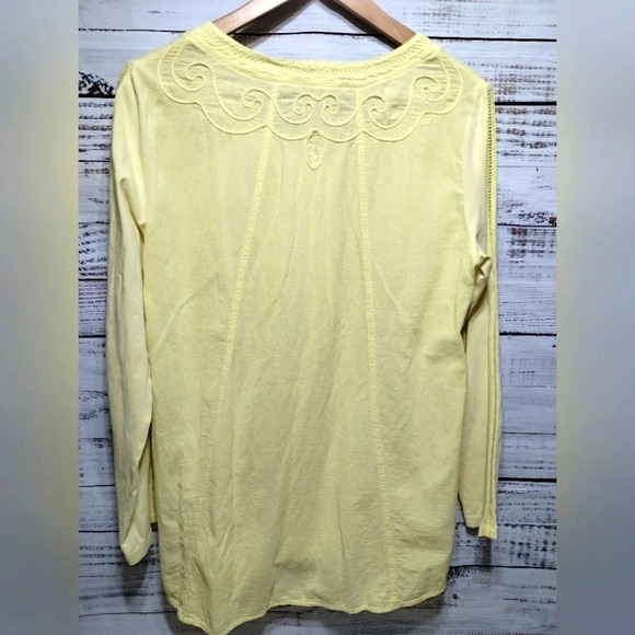 Soft Surroundings Azulle Pullover in Yellow  Embroidered size Medium Beachy Boho - Picture 6 of 7